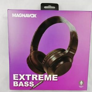 Magnavox Extreme Bass -Wired & Foldable Music Control Headphones-Black-NEW!